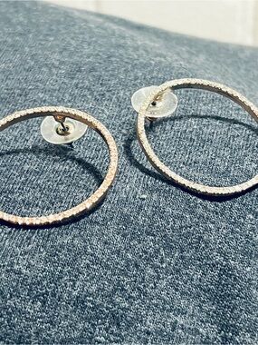 Rose Gold Textured Hoop and Stud Earrings - Two pairs